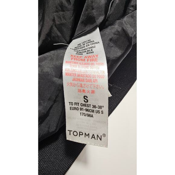 Mens TopMan Black Bomber Jacket Size Small - Picture 8 of 8